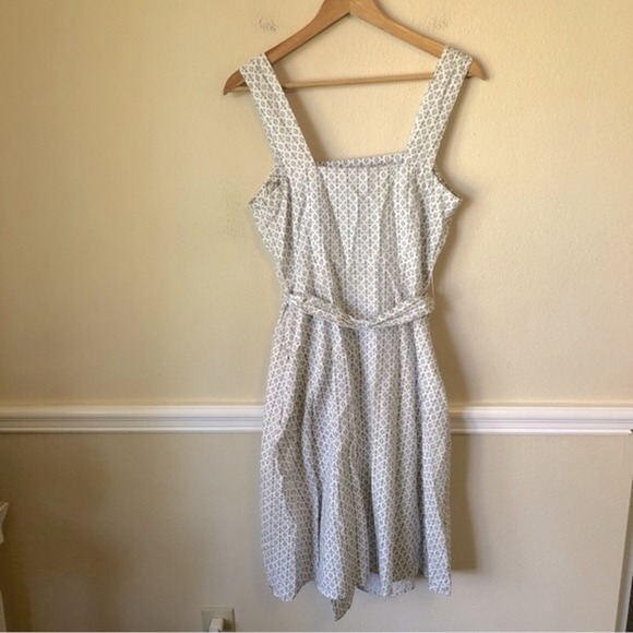 A New Day Jumper Dress Geometric Pattern Belted Pockets Square Neck Women’s 4 - Picture 10 of 10